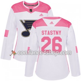 Adidas Maillot de Hockey St. Louis Blues Paul Stastny 26 2017-2018 Blanc Rose Fashion Authentic - Femme